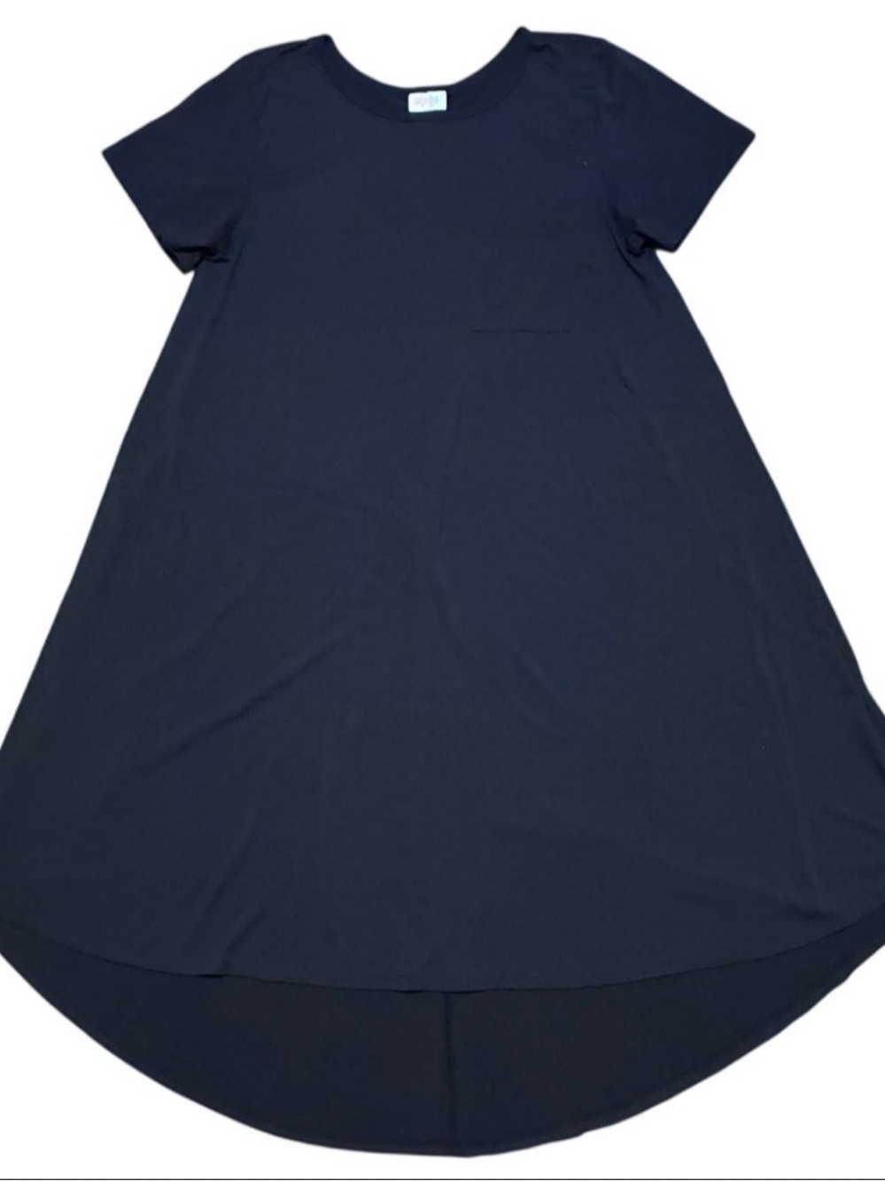 LuLaRoe Black High-Low Swing Dress Short Sleeve Large Classic Casual Pocket Tee
